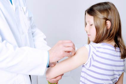 Girl preparing herself for travel vaccination Girl preparing for travel vaccination