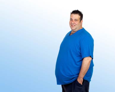 Large man at high risk of heart disease, diabetes and stroke because of his obesity